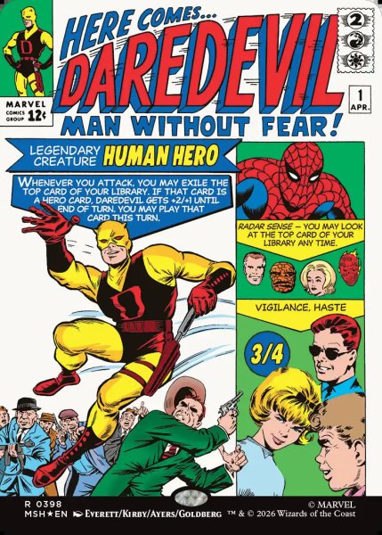 画像1: 【Foil】【ボーダーレス】【英語版】《恐れ知らずの男、デアデビル/Daredevil, Man Without Fear》[MSH] (1)