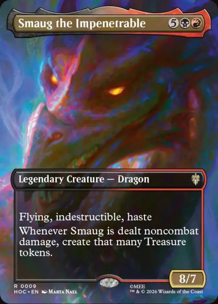 画像1: 【Foil】【ボーダーレス】【英語版】《刃通さぬもの、スマウグ/Smaug the Impenetrable》[HOC] (1)