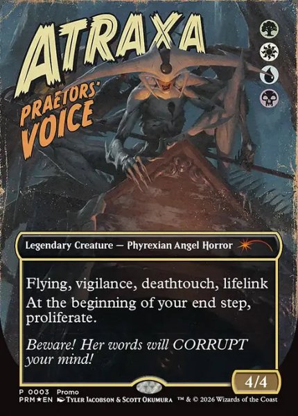 画像1: 【Foil】【プロモ】【英語版】《法務官の声、アトラクサ/Atraxa, Praetors' Voice》 (1)
